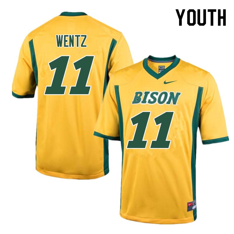 Youth #11 Carson Wentz North Dakota State Bison College Football Jerseys Sale-Yellow
